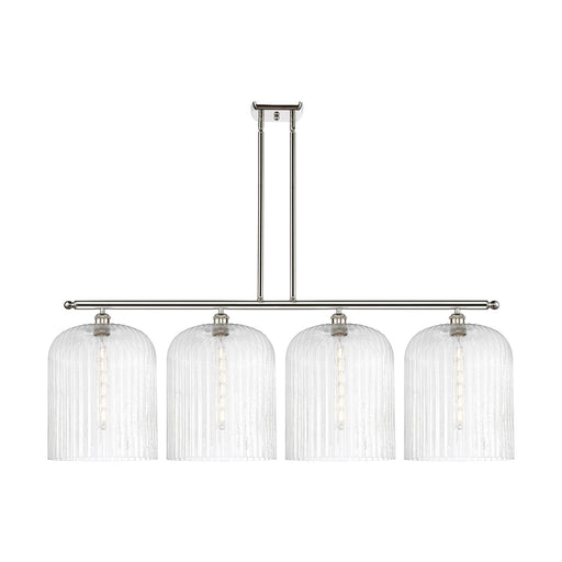 Innovations Bridal Veil 48in 4-Light Island Light | Art Nouveau Industrial Polished Nickel and Seedy Bell Glass | Kitchen | Model 516-4I-PN-G559-12SDY