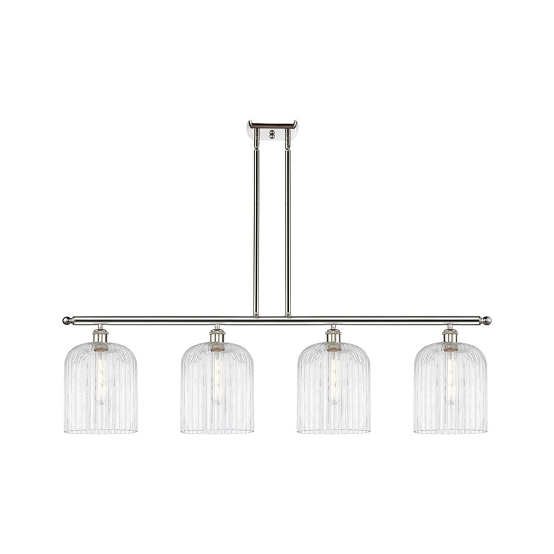 Innovations Bridal Veil 48in 4-Light Island Light | Art Nouveau Polished Nickel Steel and Clear Ribbed Glass | Kitchen Island & | Model 516-4I-PN-G559-8CL