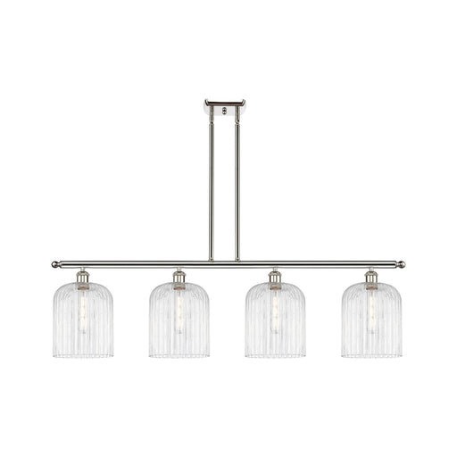 Innovations Bridal Veil 48in 4-Light Island Light | Art Nouveau Polished Nickel Steel and Clear Ribbed Glass | Kitchen Island & | Model 516-4I-PN-G559-8CL