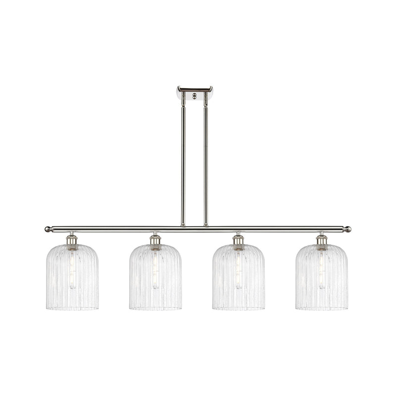 Innovations Bridal Veil 48in 4-Light Island Light | Art Nouveau Polished Nickel Steel and Seedy Ribbed Glass | Kitchen Island | Model 516-4I-PN-G559-8SDY
