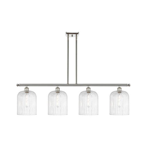 Innovations Bridal Veil 48in 4-Light Island Light | Art Nouveau Polished Nickel Steel and Seedy Ribbed Glass | Kitchen Island | Model 516-4I-PN-G559-8SDY