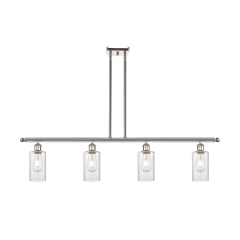 Innovations Clymer 48in 4-Light Island Light | Art Nouveau Polished Nickel and Seedy Glass | Kitchen Island & Dining Room | 48 x | Model 516-4I-PN-G804