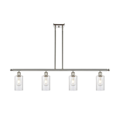Innovations Clymer 48in 4-Light Island Light | Art Nouveau Polished Nickel and Seedy Glass | Kitchen Island & Dining Room | 48 x | Model 516-4I-PN-G804