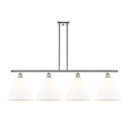Innovations Berkshire 50in 4-Light Island Light | Industrial Polished Nickel Steel and Matte White Glass | Kitchen Island & | Model 516-4I-PN-GBC-121
