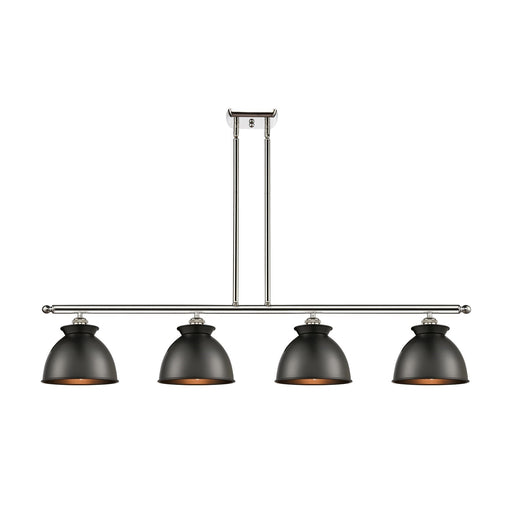 Innovations Lighting Adirondack 48in 4-Light Island Light | Industrial Farmhouse Polished Nickel and Matte Black Metal Shade | Model 516-4I-PN-M14-BK