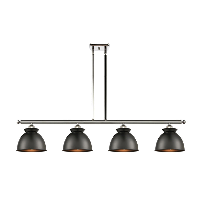 Innovations Adirondack 48in 4-Light Island Light | Industrial Farmhouse Polished Nickel and Matte Black Metal | Kitchen | Model 516-4I-PN-M14-BK-LED