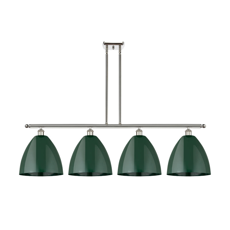 Innovations Plymouth 50in 4-Light Island Light | Industrial Polished Nickel and Matte Green Metal | Kitchen Island | 50.25 x | Model 516-4I-PN-MBD-12-GR