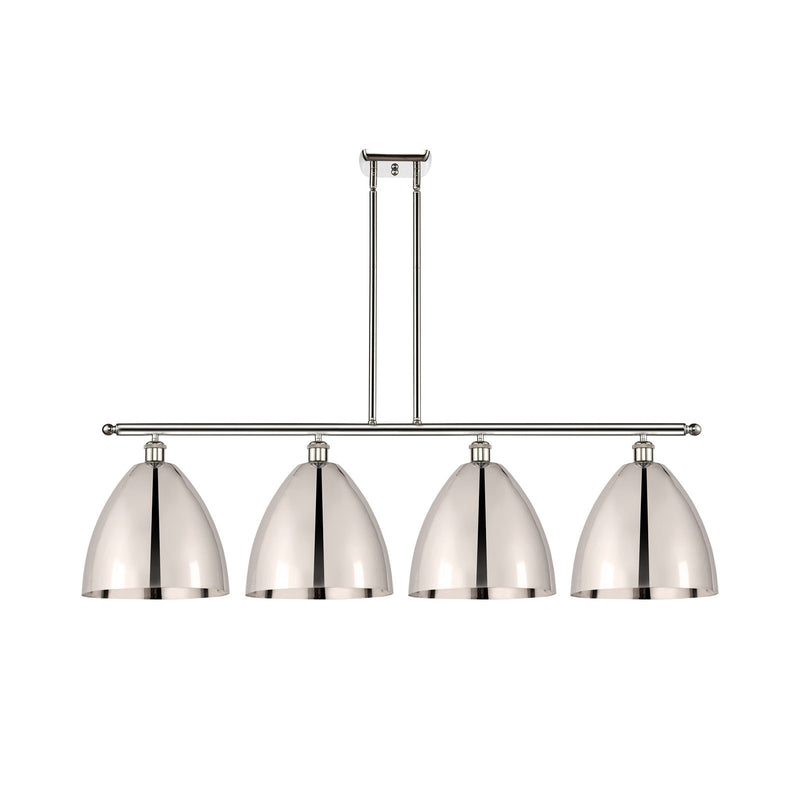 Innovations Bristol 50.25in 4-Light Island Light | Industrial Farmhouse Polished Nickel Steel and Polished Nickel Metal | Model 516-4I-PN-MBD-12-PN-LED