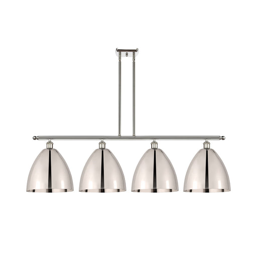 Innovations Bristol 50.25in 4-Light Island Light | Industrial Farmhouse Polished Nickel Steel and Polished Nickel Metal | Model 516-4I-PN-MBD-12-PN-LED
