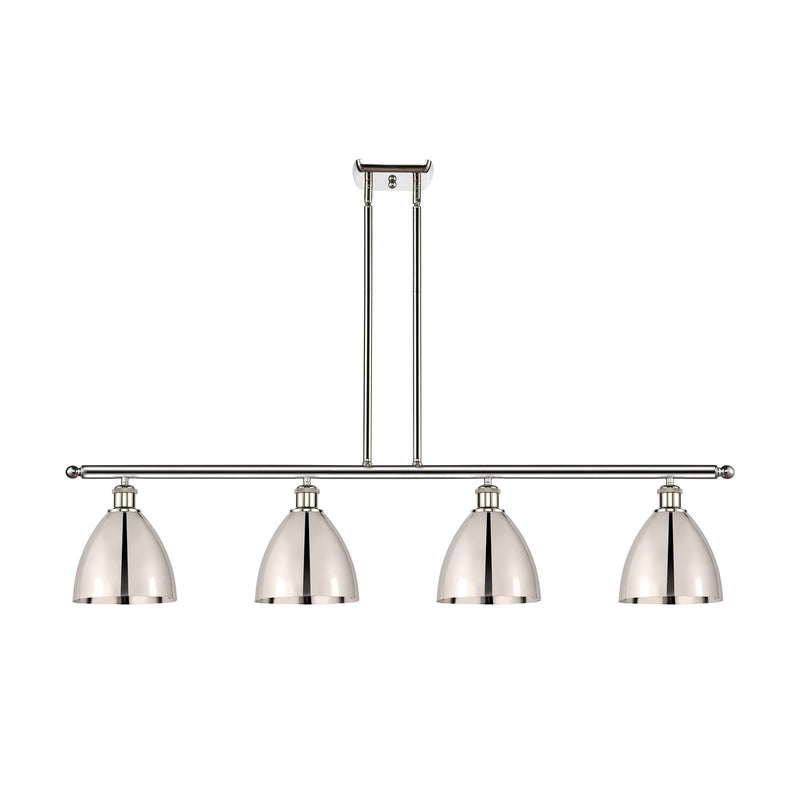 Innovations Bristol 48in 4-Light Island Light | Industrial Farmhouse Polished Nickel Steel and Cast Brass with Metal Shade | Model 516-4I-PN-MBD-75-PN