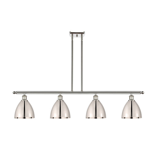 Innovations Bristol 48in 4-Light Island Light | Industrial Farmhouse Polished Nickel Steel and Metal Shade | Kitchen | Model 516-4I-PN-MBD-75-PN-LED