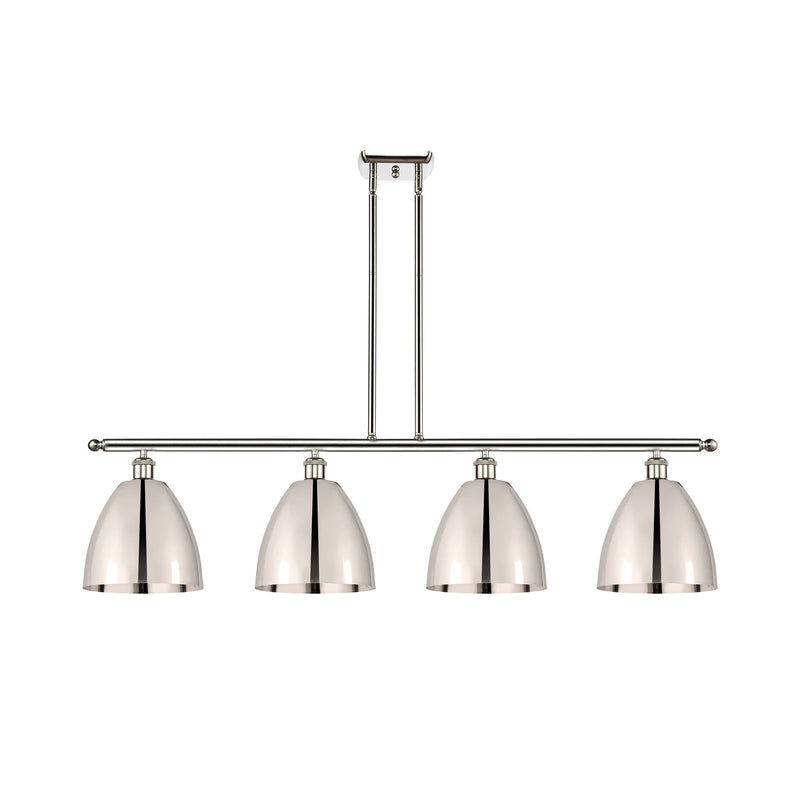 Innovations Bristol 48in 4-Light Island Light | Industrial Polished Nickel Steel and Polished Nickel Metal | Kitchen Island | Model 516-4I-PN-MBD-9-PN-LED