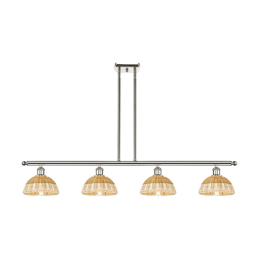 Innovations Bristol Natural II 48in 4-Light Island Light | Industrial Polished Nickel and Natural Fiber Dome Shade | Kitchen | Model 516-4I-PN-NBD2-75-NAT