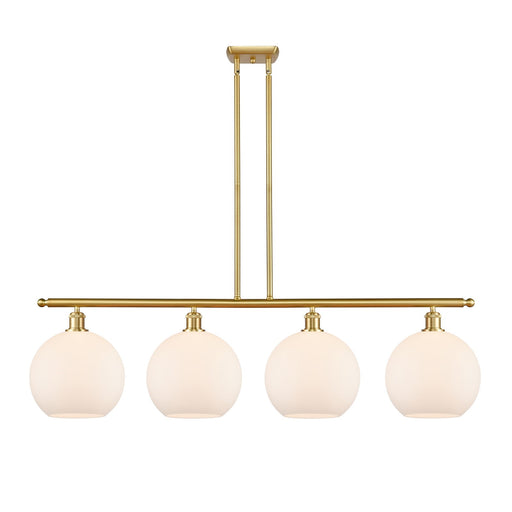 Innovations Athens 48in 4-Light Island Light | Industrial Satin Gold Steel and Matte White Glass | Kitchen Island & Dining Room | Model 516-4I-SG-G121-10