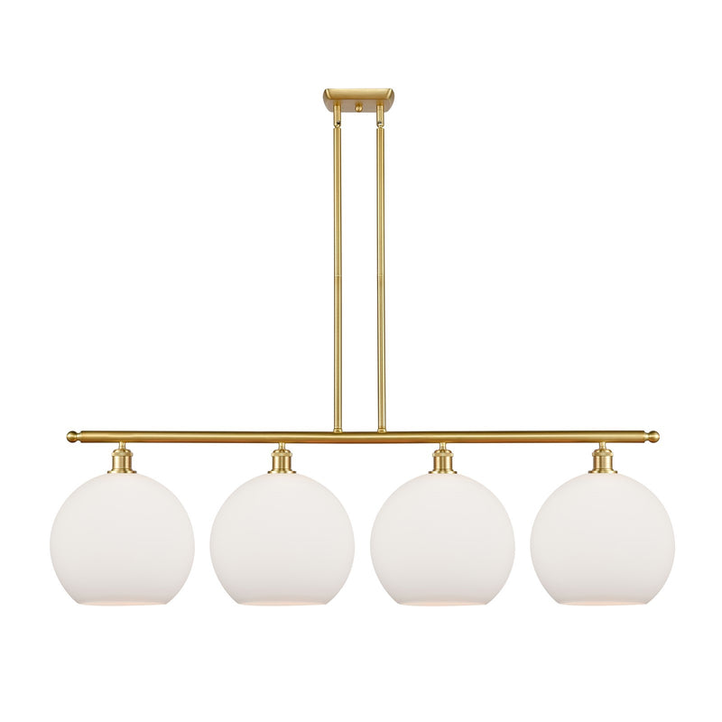 Innovations Athens 50in 4-Light Island Light | Industrial Satin Gold Steel and Matte White Glass | Kitchen Island & Dining Room | Model 516-4I-SG-G121-12