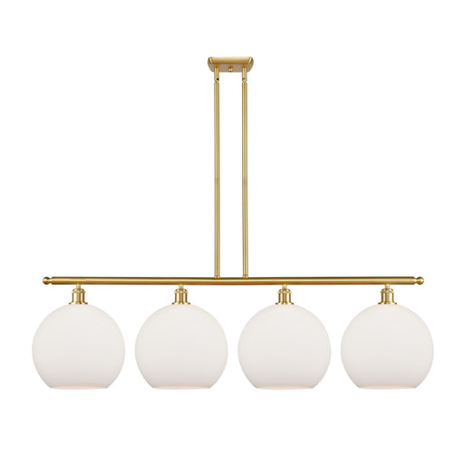 Innovations Athens 50in 4-Light Island Light | Industrial Satin Gold Steel and Matte White Glass | Kitchen Island & Dining Room | Model 516-4I-SG-G121-12