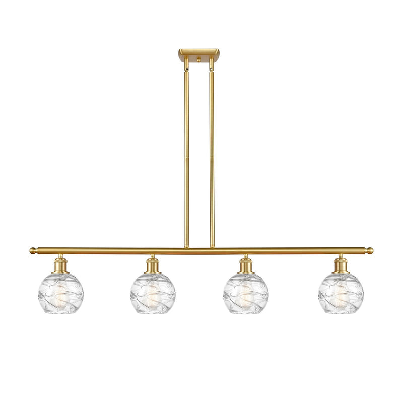 Innovations Athens Deco Swirl 48in 4-Light Island Light | Industrial Satin Gold Steel and Clear Glass | Kitchen Island & | Model 516-4I-SG-G1213-6CL