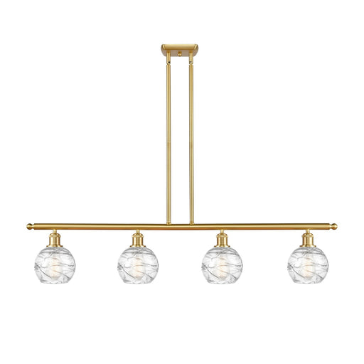 Innovations Athens Deco Swirl 48in 4-Light Island Light | Industrial Satin Gold Steel and Clear Glass | Kitchen Island & | Model 516-4I-SG-G1213-6CL