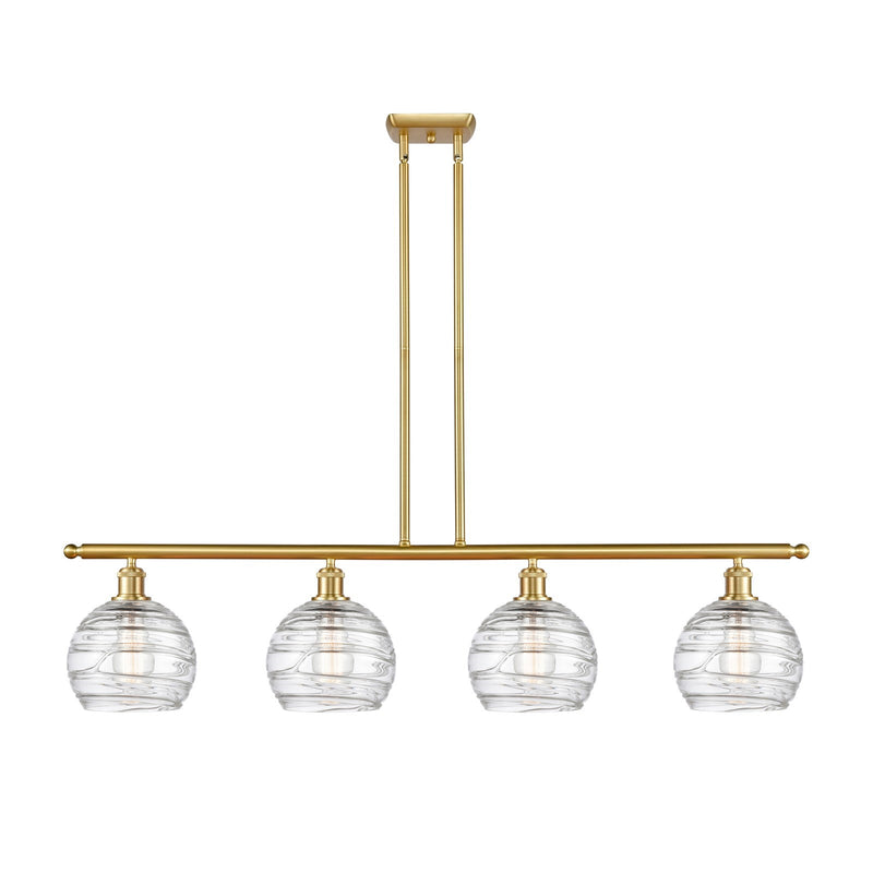 Innovations Athens Deco Swirl 48in 4-Light Island Light | Industrial Satin Gold Steel and Clear Glass | Kitchen Island & | Model 516-4I-SG-G1213-8CL