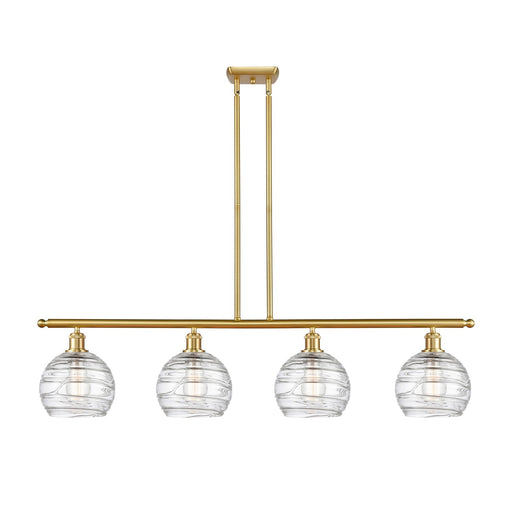 Innovations Athens Deco Swirl 48in 4-Light Island Light | Industrial Satin Gold Steel and Clear Glass | Kitchen Island & | Model 516-4I-SG-G1213-8CL