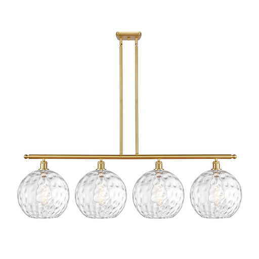 Innovations Athens 50.25in 4-Light Island Light | Industrial Satin Gold Steel and Clear Water Glass | Kitchen Island & Dining | Model 516-4I-SG-G1215-12