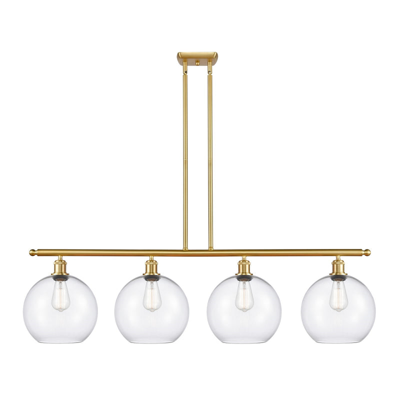 Innovations Athens 48in 4-Light Island Light | Industrial Satin Gold Steel and Clear Glass | Kitchen Island & Dining Room | Model 516-4I-SG-G122-10