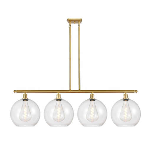 Innovations Athens 50in 4-Light Island Light | Industrial Satin Gold Steel and Clear Glass | Kitchen Island & Dining Room | 50 x | Model 516-4I-SG-G122-12