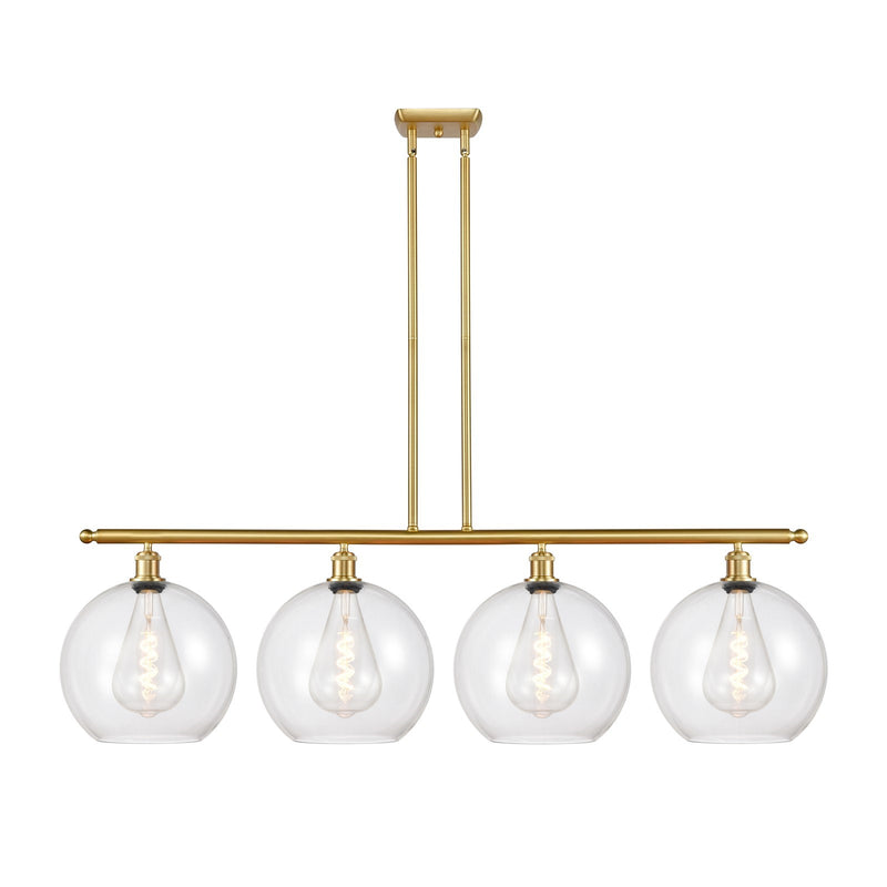 Innovations Athens 50in 4-Light Island Light | Industrial Satin Gold Steel and Clear Glass | Kitchen Island & Dining Room | 50 x | Model 516-4I-SG-G122-12