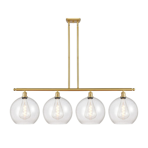 Innovations Athens 50in 4-Light Island Light | Industrial Satin Gold Steel and Seedy Glass | Kitchen Island & Dining Room | 50 x | Model 516-4I-SG-G124-12