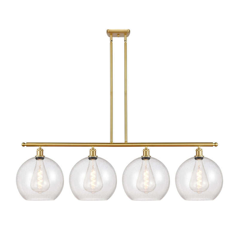Innovations Athens 50in 4-Light Island Light | Industrial Satin Gold Steel and Seedy Glass | Kitchen Island & Dining Room | 50 x | Model 516-4I-SG-G124-12
