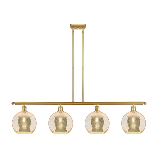Innovations Athens 48in 4-Light Island Light | Industrial Satin Gold Steel and Mercury Glass | Kitchen Island & Dining Room | Model 516-4I-SG-G128-10