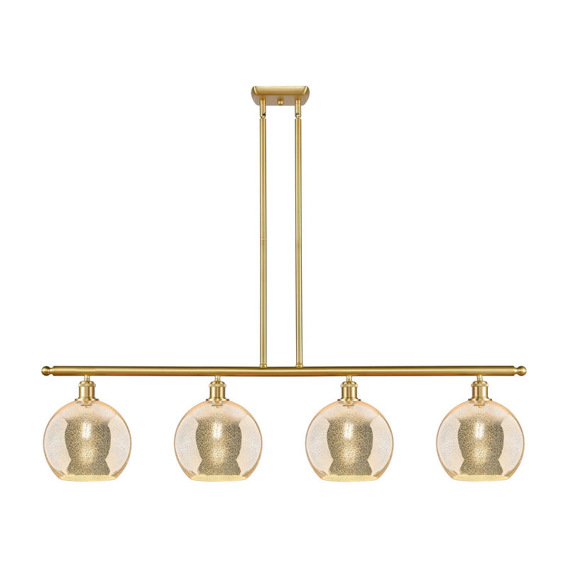 Innovations Athens 48in 4-Light Island Light | Industrial Satin Gold Steel and Mercury Glass | Kitchen Island & Dining Room | Model 516-4I-SG-G128-10