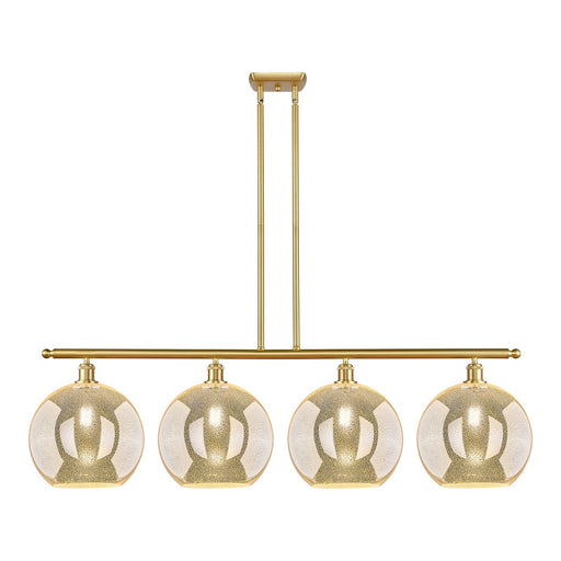 Innovations Athens 50in 4-Light Island Light | Industrial Satin Gold Steel and Mercury Glass | Kitchen Island & Dining Room | 50 | Model 516-4I-SG-G128-12