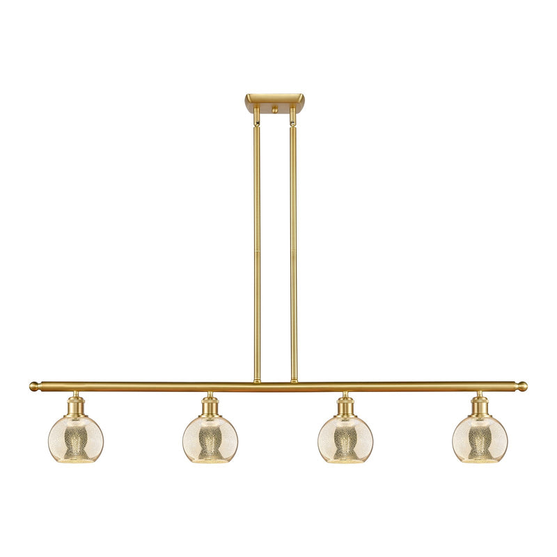 Innovations Athens 48in 4-Light Island Light | Industrial Satin Gold Steel and Mercury Glass | Kitchen Island & Dining Room | 48 | Model 516-4I-SG-G128-6