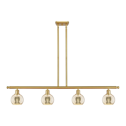 Innovations Athens 48in 4-Light Island Light | Industrial Satin Gold Steel and Mercury Glass | Kitchen Island & Dining Room | 48 | Model 516-4I-SG-G128-6