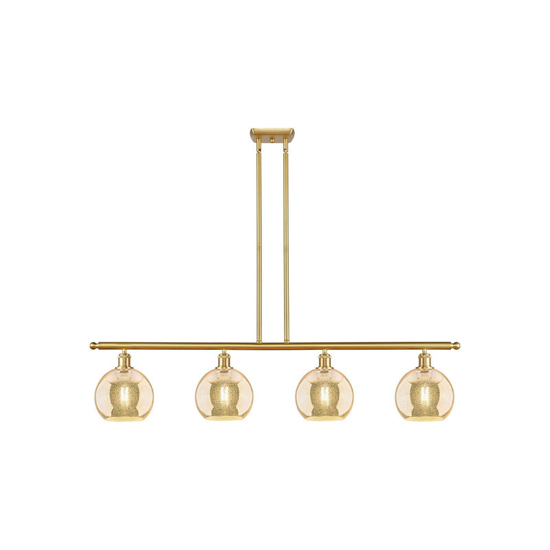 Innovations Athens 48in 4-Light Island Light | Industrial Satin Gold and Mercury Glass | Kitchen Island & Dining Room | 48 x 10.5 | Model 516-4I-SG-G128-8