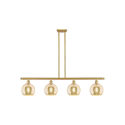 Innovations Athens 48in 4-Light Island Light | Industrial Satin Gold and Mercury Glass | Kitchen Island & Dining Room | 48 x 10.5 | Model 516-4I-SG-G128-8