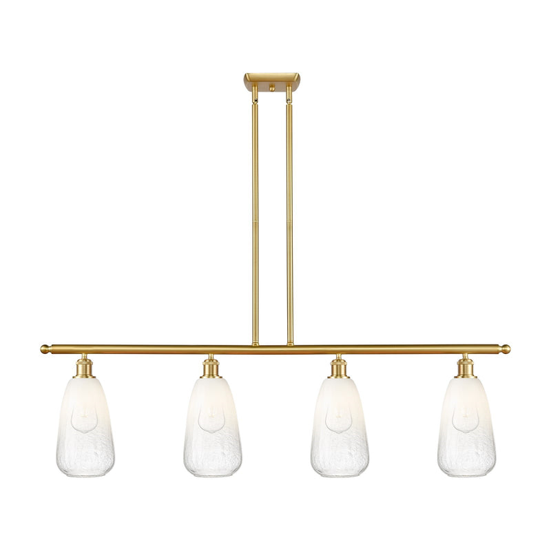 Innovations Brookhaven Almond 48in 4-Light Island Light | Industrial Satin Gold Steel and Opal Glass | Kitchen Island & Dining | Model 516-4I-SG-G480-6OP