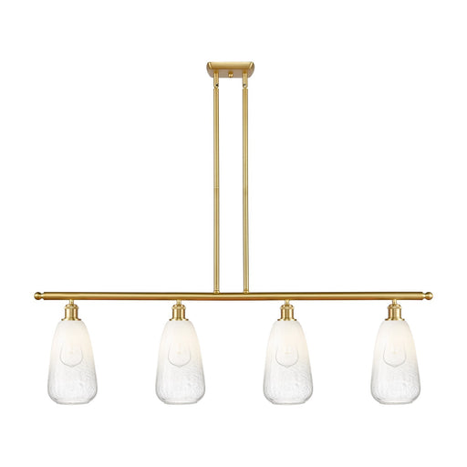 Innovations Brookhaven Almond 48in 4-Light Island Light | Industrial Satin Gold Steel and Opal Glass | Kitchen Island & Dining | Model 516-4I-SG-G480-6OP