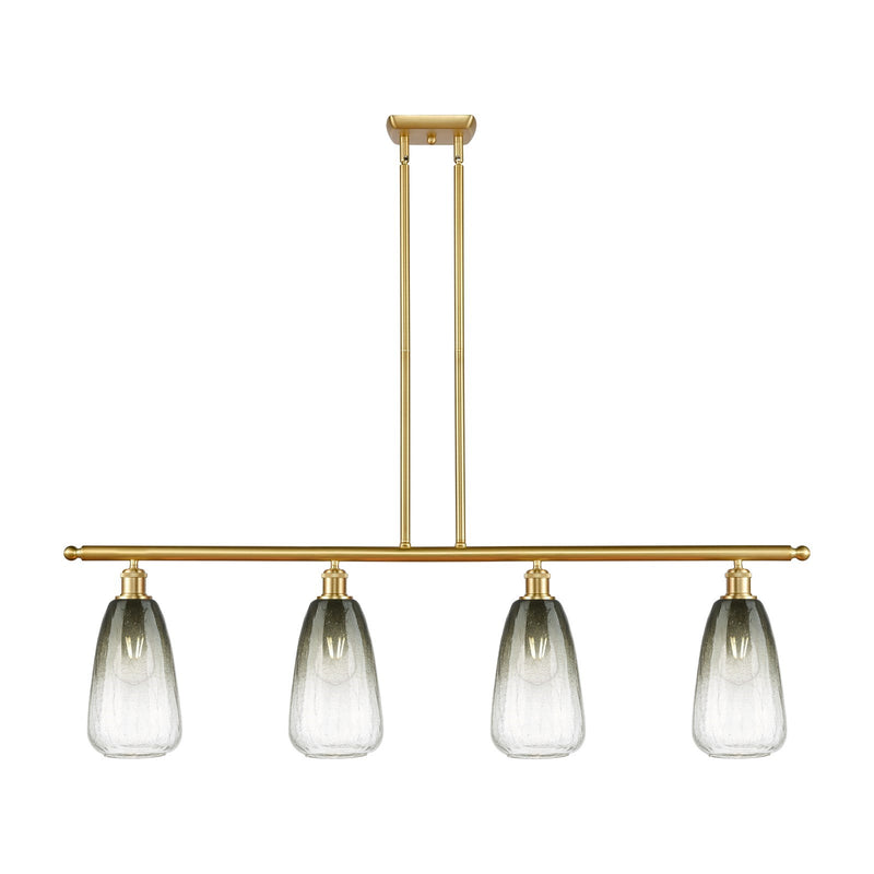 Innovations Brookhaven Almond 48in 4-Light Island Light | Industrial Satin Gold Steel and Slate Glass | Kitchen Island & Dining | Model 516-4I-SG-G480-6SL