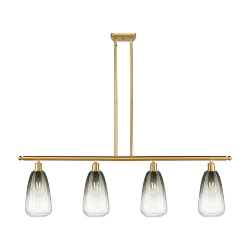 Innovations Brookhaven Almond 48in 4-Light Island Light | Industrial Satin Gold Steel and Slate Glass | Kitchen Island & Dining | Model 516-4I-SG-G480-6SL