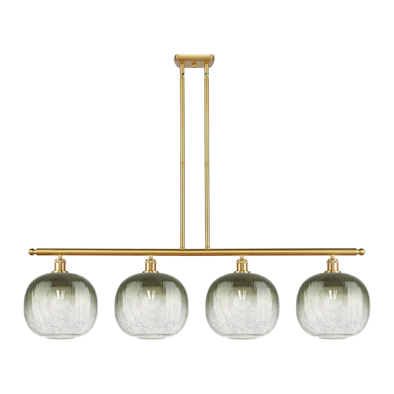 Innovations Brookhaven Sphere 49in 4-Light Island Light | Industrial Satin Gold Steel and Slate Glass | Kitchen Island & | Model 516-4I-SG-G481-10SL