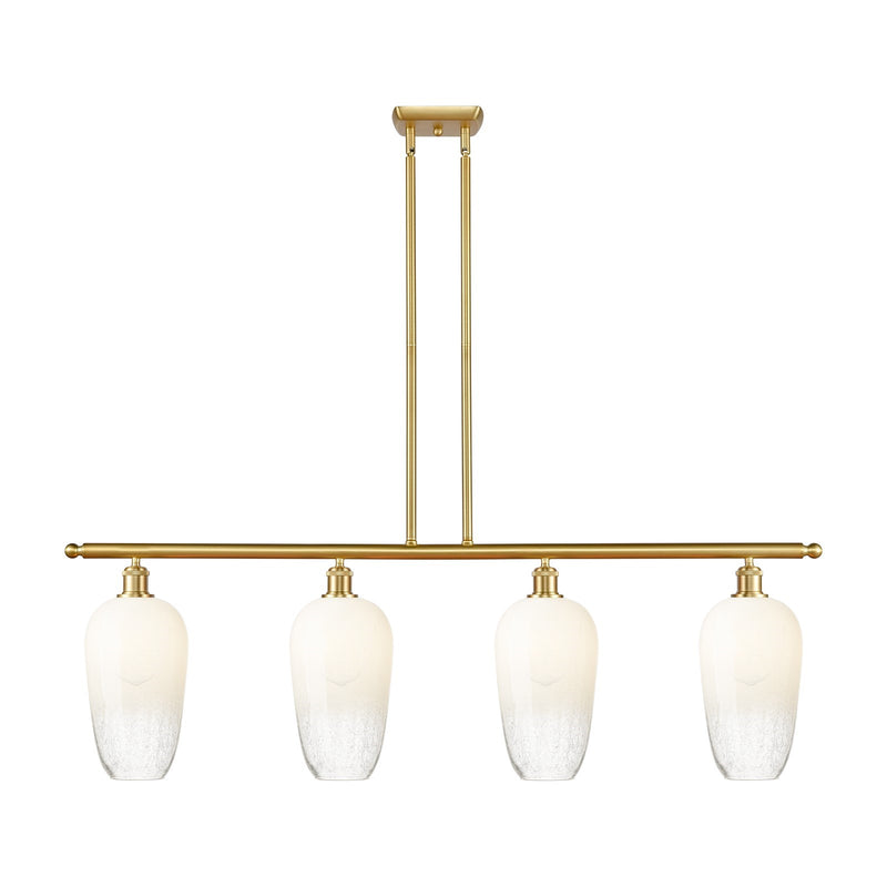 Innovations Brookhaven Flute 48in 4-Light Island Light | Industrial Satin Gold Steel and Opal Glass | Kitchen Island & Dining | Model 516-4I-SG-G484-7OP