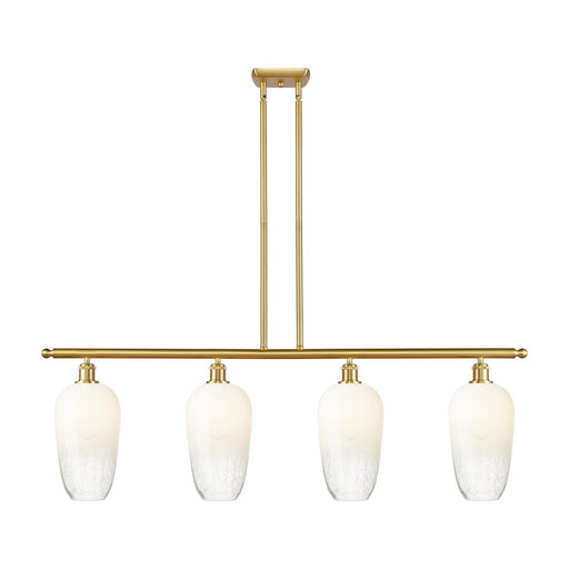 Innovations Brookhaven Flute 48in 4-Light Island Light | Industrial Satin Gold Steel and Opal Glass | Kitchen Island & Dining | Model 516-4I-SG-G484-7OP