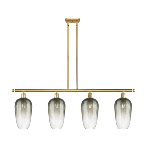 Innovations Brookhaven Flute 48in 4-Light Island Light | Industrial Satin Gold Steel and Slate Glass | Kitchen Island & Dining | Model 516-4I-SG-G484-7SL