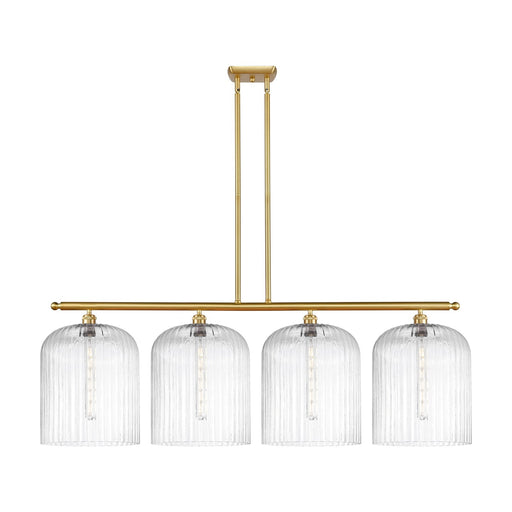 Innovations Bridal Veil 48in 4-Light Island Light | Art Nouveau Satin Gold Steel and Clear Ribbed Glass | Kitchen Island & | Model 516-4I-SG-G559-12CL