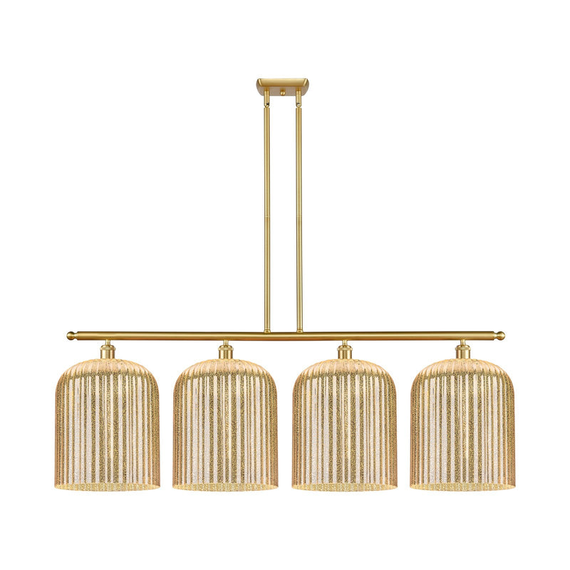 Innovations Bridal Veil 48in 4-Light Island Light | Art Nouveau Satin Gold Steel and Mercury Ribbed Glass | Kitchen Island & | Model 516-4I-SG-G559-12ME