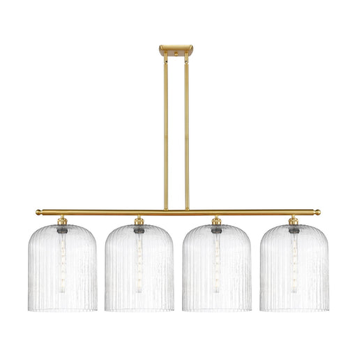 Innovations Bridal Veil 48in 4-Light Island Light | Art Nouveau Satin Gold Steel and Seedy Glass | Kitchen Island & Dining | Model 516-4I-SG-G559-12SDY