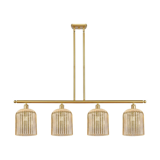 Innovations Bridal Veil 48in 4-Light Island Light | Art Nouveau Satin Gold Steel and Mercury Ribbed Glass | Kitchen Island & | Model 516-4I-SG-G559-8ME