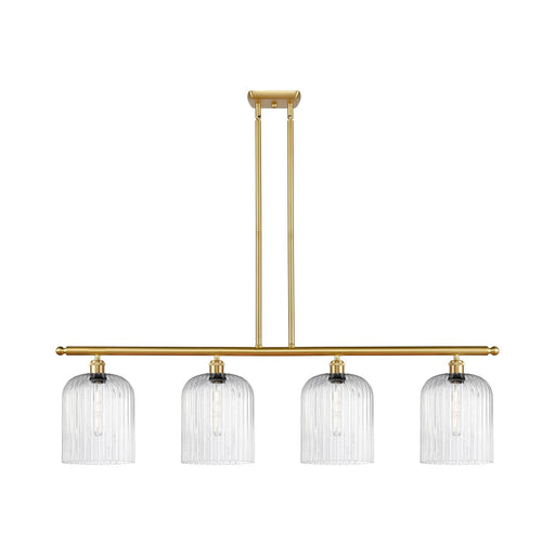 Innovations Bridal Veil 48in 4-Light Island Light | Art Nouveau Satin Gold Steel and Cast Brass with Seedy Glass Shade | Model 516-4I-SG-G559-8SDY